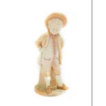 A late 19thC James Hadley Worcester porcelain sugar sifter, modelled as a standing boy in the manner