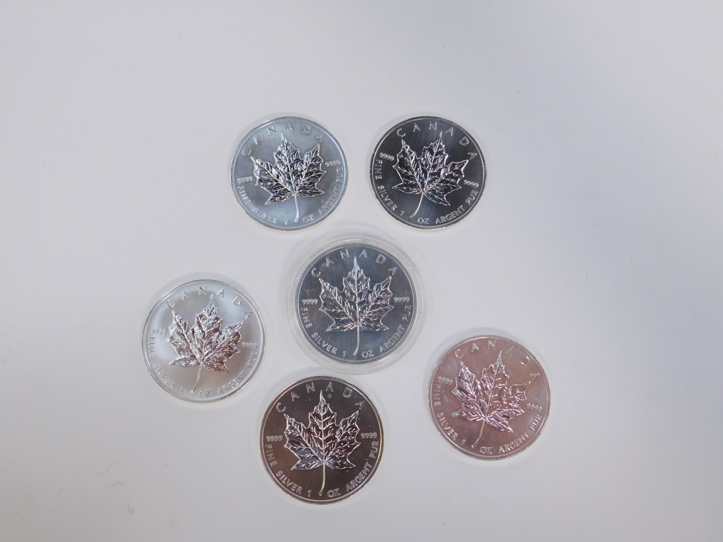 Six Canadian silver Maple Leaf Five dollar coins. - Image 2 of 2