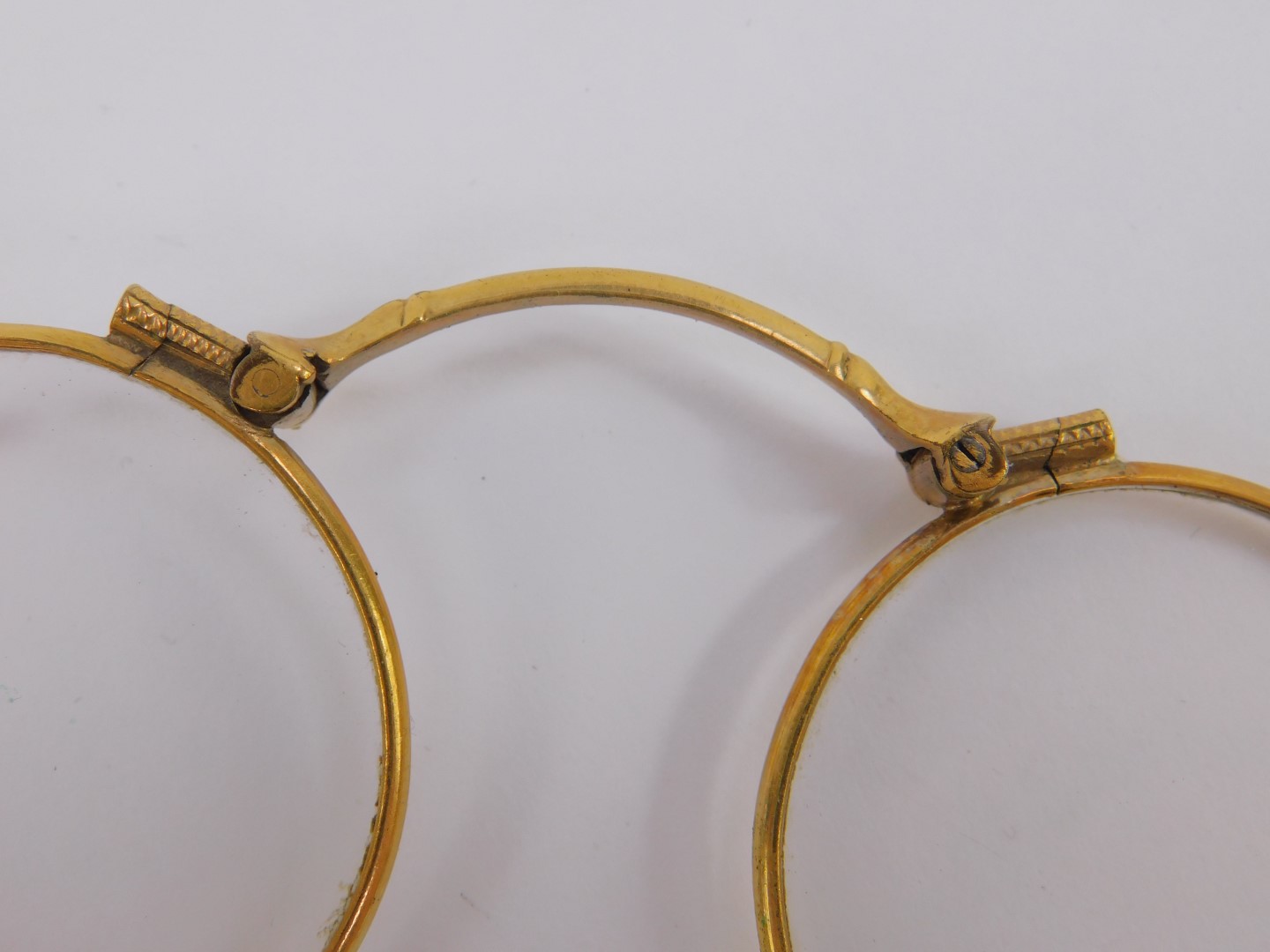 A pair of late 19thC Continental lorgnettes, gilt metal and champleve white enamel decoration, - Image 3 of 3