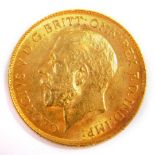 A George V gold half sovereign 1913, 4.0g.