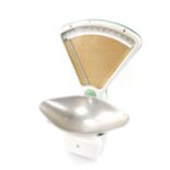 A set of early 20thC Avery white and green enameled kitchen scales, to weigh up to 3lbs, 59cm H.