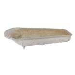 A Constantia retro galvanized coffin shaped roll-top bath, with embossed makers mark CONSTANTIA SA