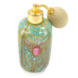 A vintage Murano glass perfume or scent bottle, with gilt metal top and fabric atomiser, the