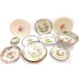 A group of 19thC Copeland Spode pottery, including sauce tureen stands, shaped dessert dishes,