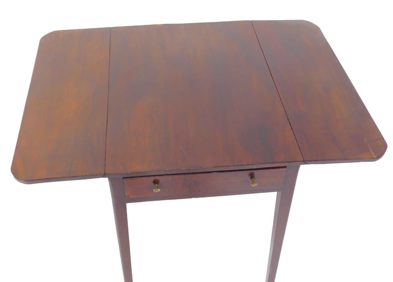 A George III mahogany Pembroke table, with a single frieze drawer raised on tapering square legs, - Image 3 of 3