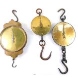 A set of Slater's trade spring balance scales, with a glazed brass dial and silvered pointer,