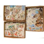 Ogden's Player's Carrera's and other cigarette cards, loose and unsetted, in three boxes. (qty)