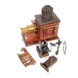 A Victorian mahogany and brass Optimus "Magic Lantern" by Perken Son & Co Ltd Hatton Garden