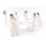 Royal Doulton miniature figures, comprising Birthday Girl HN3423, 18cm high, Welcome, Amanda,