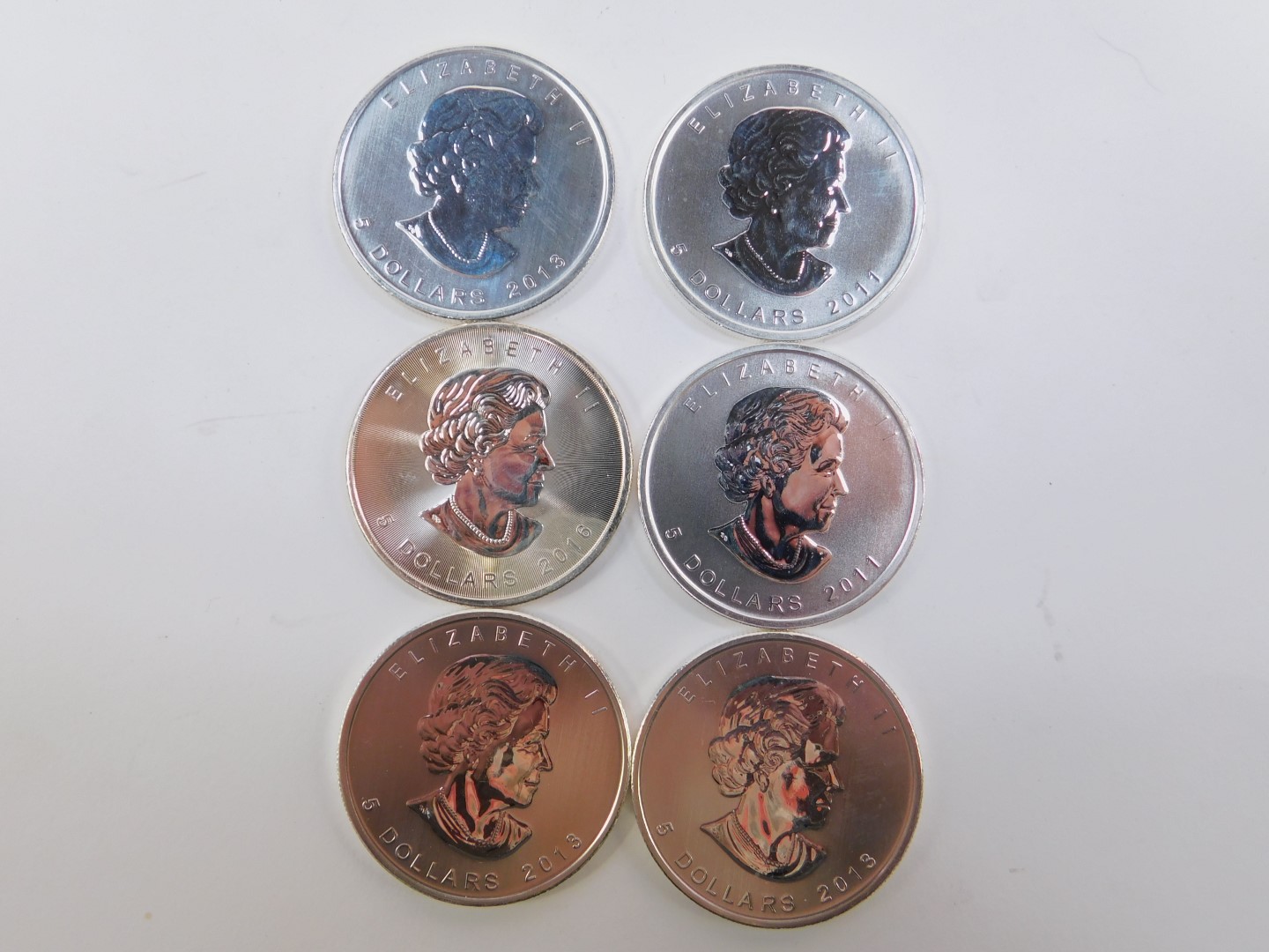 Six Canadian silver Maple Leaf Five dollar coins. - Image 2 of 2