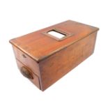 A Victorian mahogany cash till, the drawer containing Elizabeth II Imperial coinage, 19cm H, 53cm W,