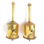 A pair of 19thC brass spit jacks, by John Lynwood, one with key, 34cm H.