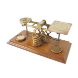 A set of Sampson Mordan and Co. brass balance scales, In Land Letter Post, not exceeding 4oz,