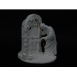 A Lennox Parian porcelain sculpture, Knocking at Heart's Door, c1997, with stand, boxed, 24cm H.