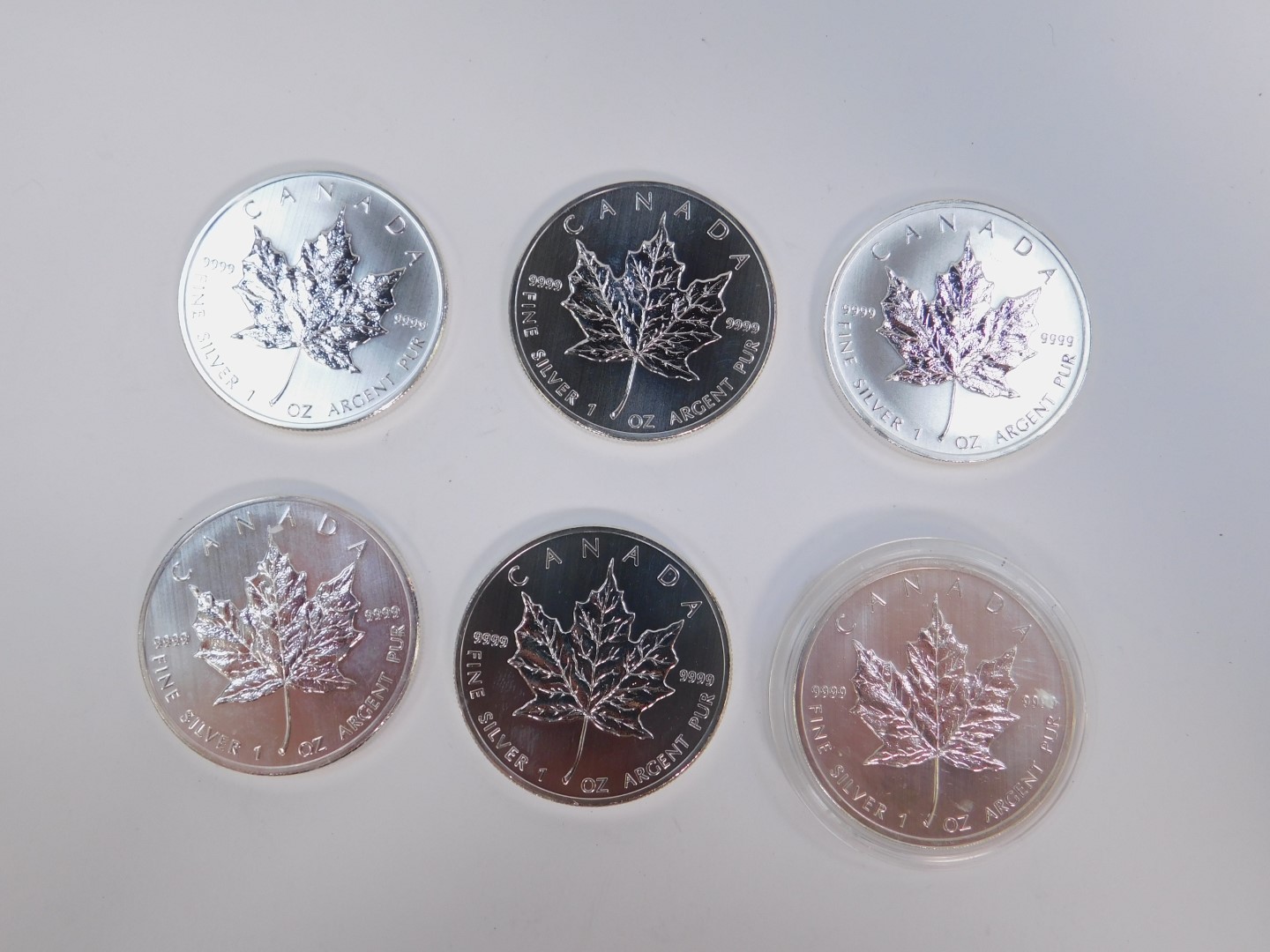 Six Canadian silver Maple Leaf Five dollar coins. - Image 2 of 2
