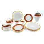 A Wedgwood porcelain part dinner tea and coffee service, decorated in the Tortoiseshell pattern,
