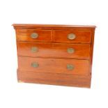 A George III mahogany chest, with boxwood line inlay, possibly the top of a chest on chest, with two