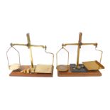A set of De Grave Short and Co. Ltd brass Class B GPO postal beam balance scales, with four weights,