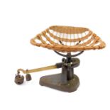 A set of late 19thC Fairbanks cast iron and brass single arm balance baby scales, no.165-16, with