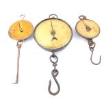 A Salters cast iron and brass spring balance scale, 300lb x 1lb, No 235, and two smaller spring