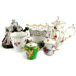 A collection of ceramics, to include a Meissen type cup with under glazed blue decoration,