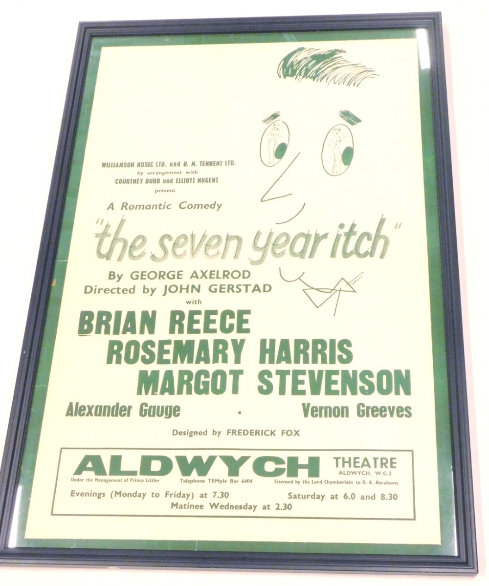 An original theatre poster for the comedy The Seven Year Itch, starring Brian Reece, Rosemary Harris