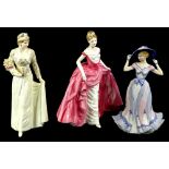 Three Coalport porcelain figurines, Diana the Jewel in the Crown, Regents Park, and Millennium