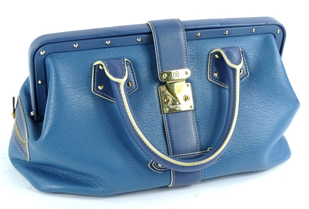 A Louis Vuitton Angers PM handbag, in blue suhari leather, with brass hardwear, stamped Louis