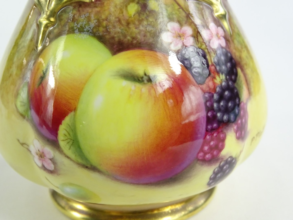 A Royal Worcester porcelain vase and cover, with a pierced lid, the base decorated with fruit by P - Image 2 of 4