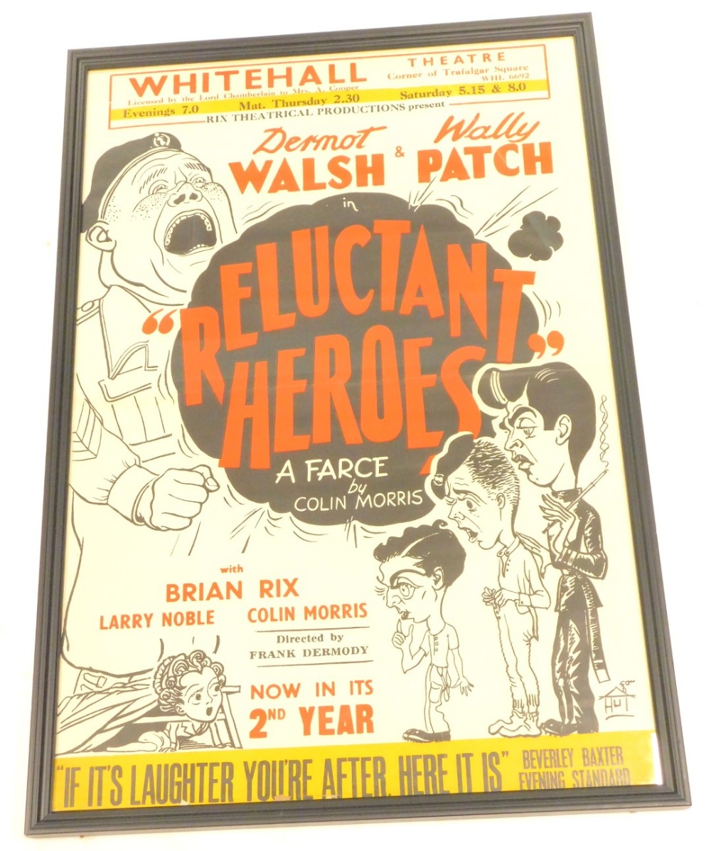 An original theatre poster for the play The Reluctant Heroes, produced by Rix Theatrical