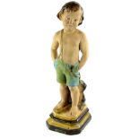 An Art Deco plaster model of a young boy, titled to the plaque Shy Boy, 60cm H.Provenance: The