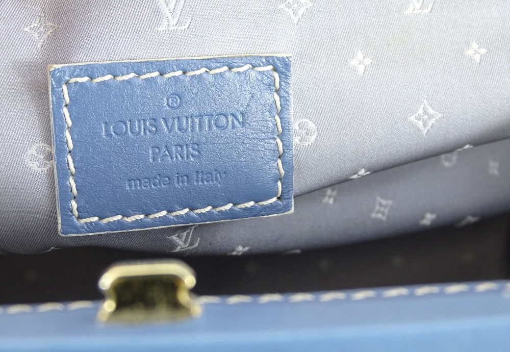 A Louis Vuitton Angers PM handbag, in blue suhari leather, with brass hardwear, stamped Louis - Image 4 of 5