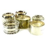 Various silver napkin rings, to include George V silver example of plain circular form, Birmingham