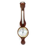 D.Gugeri, Boston, A mid 19thC mahogany and boxwood and ebony strung, wheel barometer, with