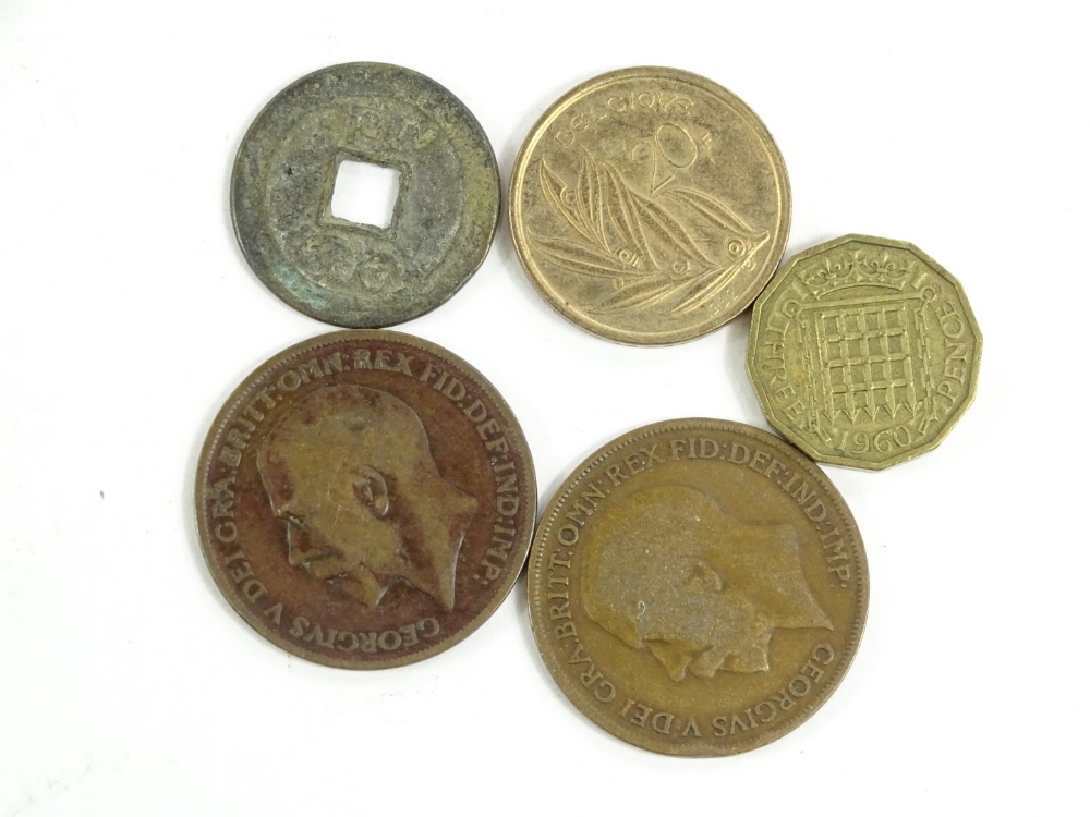 Various GB and world used coins, 19thC and later, French, Indian, other world used, pennies, GB - Image 3 of 3