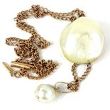 A Victorian style natural pearl necklace, with natural pearl pendant approx 2.2cm x 2.5cm, with a