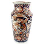 A late 19th/early 20thC Japanese Imari porcelain vase, decorated with birds, flowers etc. in typical