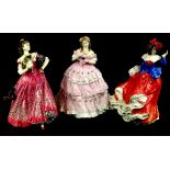 Three Royal Doulton porcelain figurines, Janet, Carmen, and Red Red Rose.