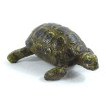 A cold painted bronze tortoise by Franz Bergmann, impressed mark to underside, 6cm L.