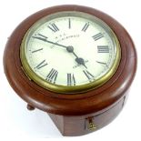 A mahogany wall clock, the white painted dial stamped M.R.C Cillett. Bland and Co of Croydon, with