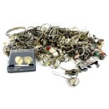 A large quantity of modern silver costume jewellery, to include dress rings, lockets, money clip