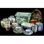 Miscellaneous 19thC and later Oriental items, to include a famille verte rectangular shaped