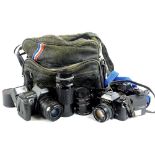 Various cameras and equipment, Tamron lens, Contax camera, camera case etc. (a quantity)