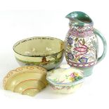 A collection of ceramics, to include a Bursley Charlotte Read designed jug, Doulton bowl and a graze