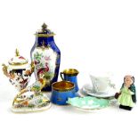 A collection of ceramics, to include a Coalport Imari two handled jar and cover, a continental