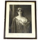 Frank O. Salisbury (1874-1962), Pre-Raphelite portrait of Lily Brayton, engraving signed by the