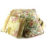 Various cushions, to include some applied with Victorian tapestries, etc.Provenance: The property of