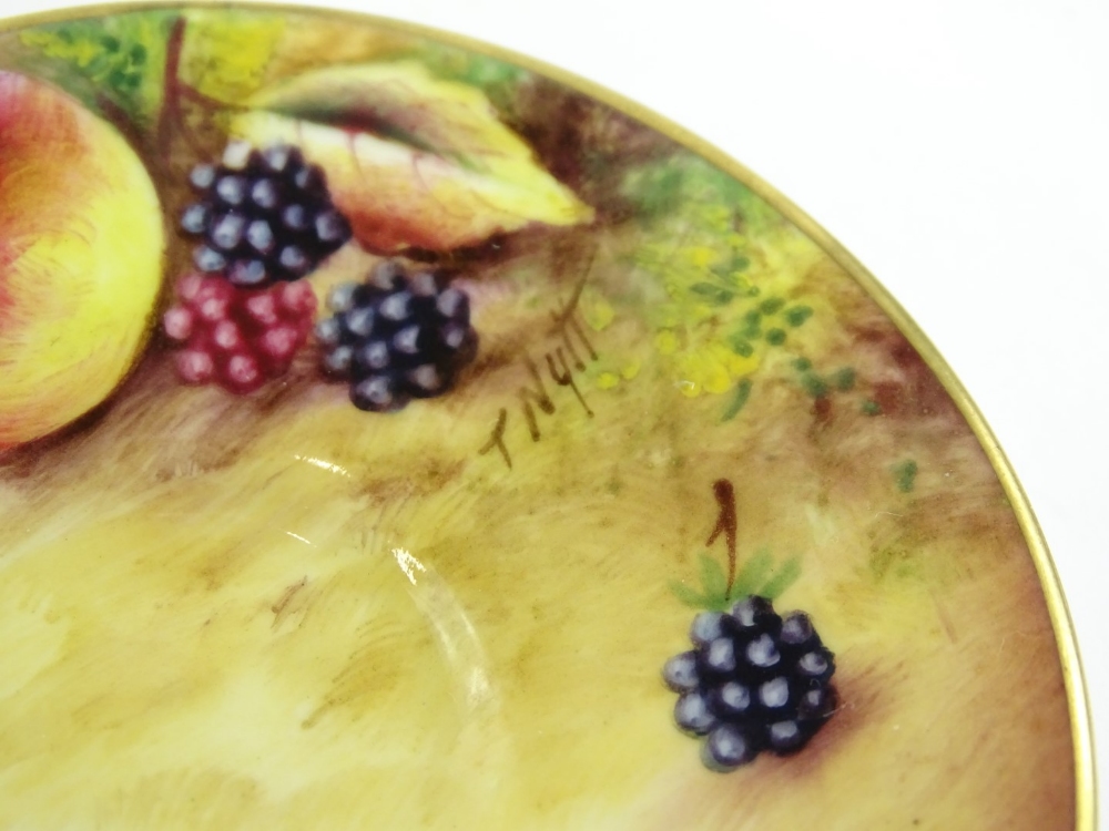 A Royal Worcester porcelain cup and saucer, painted with fruit by T Knott, printed mark in black - Image 4 of 4