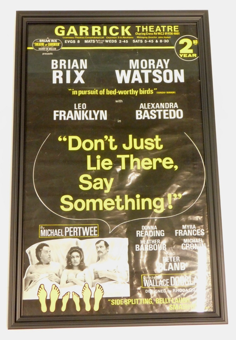 An original theatre poster for the comedy Don't Just Lie There Say Something, starring Brian Rix and