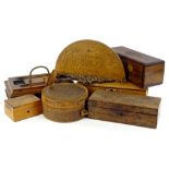 A collection of treen objects, to include a Victorian oak desk stand, an oak wall bracket, yew